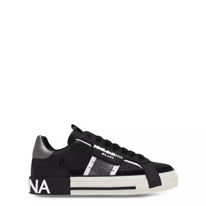 D&G Calfskin 2.zero Custom Sneakers With Contrasting Details