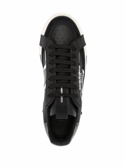 D&G Calfskin 2.zero Custom Sneakers With Contrasting Details