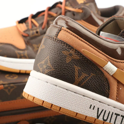 Nike Air Jordan 1 x LV Low Custom – Brown/Gold Monogram