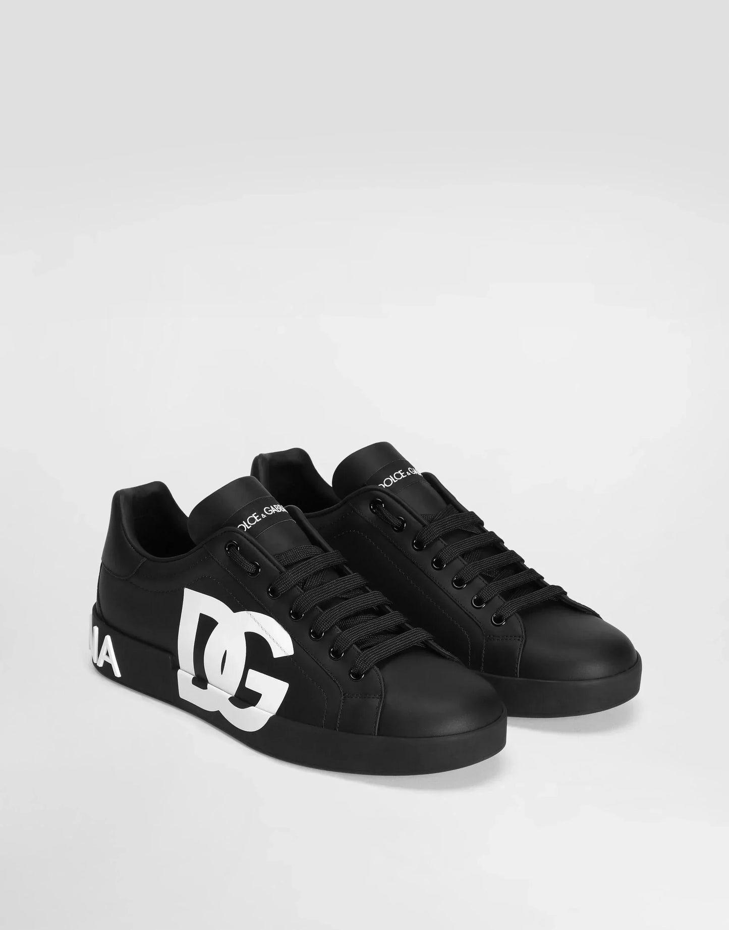 D&G Calfskin Nappa Portofino Sneakers With Logo Print