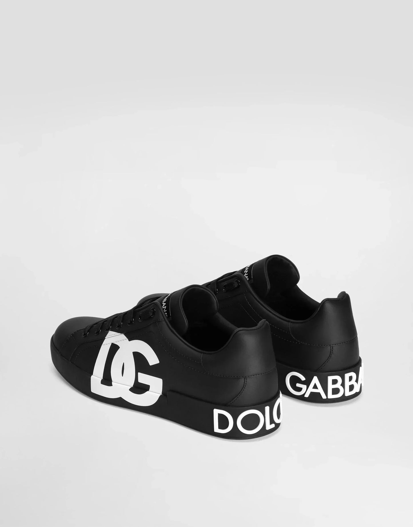 D&G Calfskin Nappa Portofino Sneakers With Logo Print