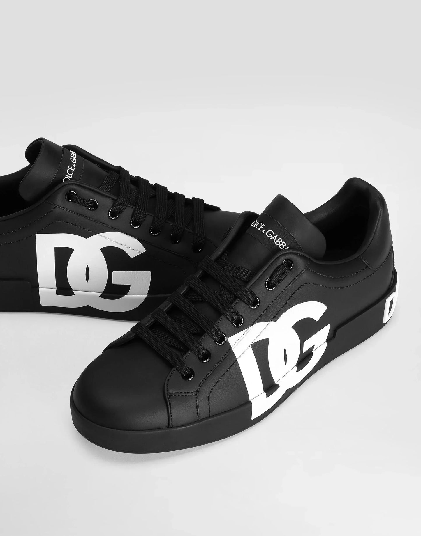 D&G Calfskin Nappa Portofino Sneakers With Logo Print