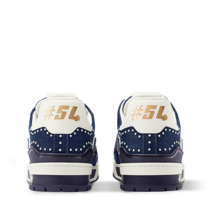 Louis Vuitton LV Trainer Indigo Blue Denim Sneakers with Swarovski™ Pearls