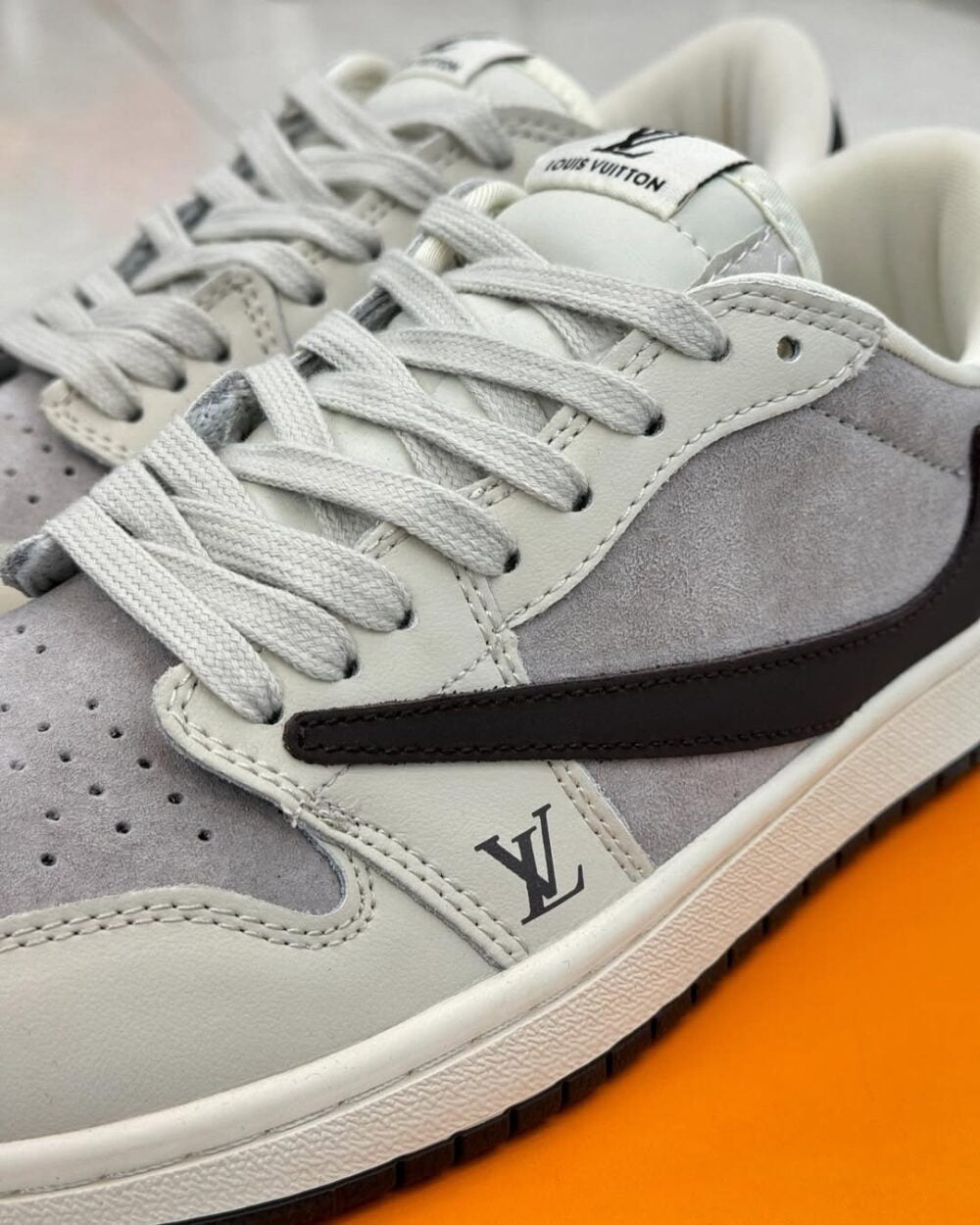 Louis Vuitton x Nike Air Jordan 1 Low “Shadow Grey Suede” (Custom)
